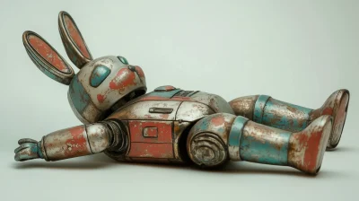 Antique Easter Bunny Robot Toy