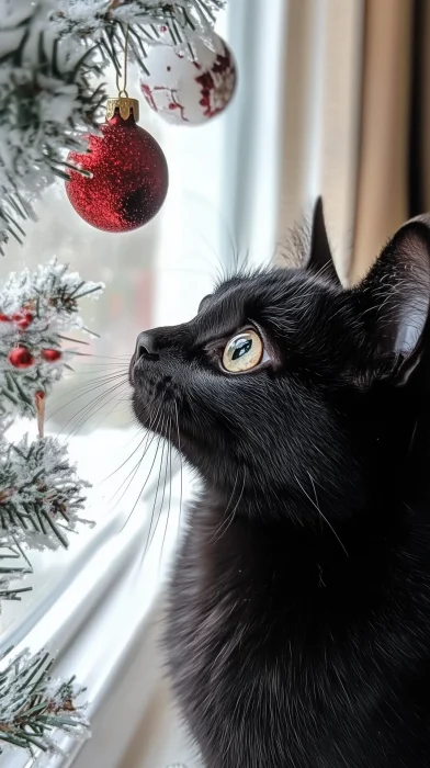 Cat with Christmas Decoration