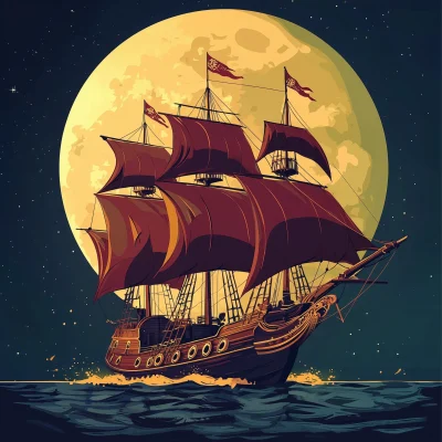 Pirate Ship at Night