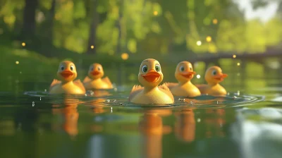 Five Ducks on a Lake