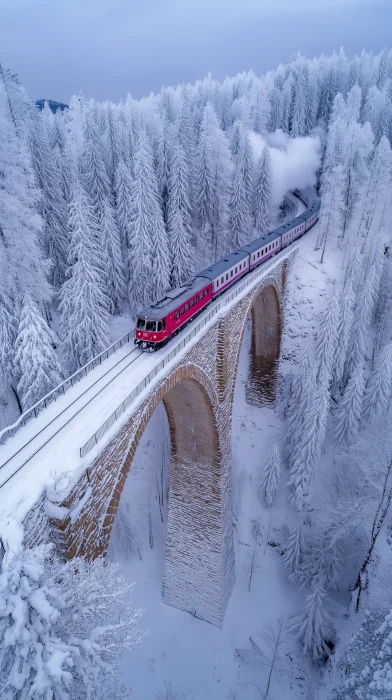 Landwasser Viaduct in Snow