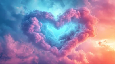 Colorful Valentine Heart in the Clouds