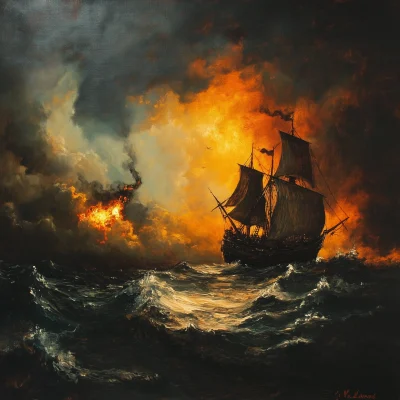 Pirate Ship in Storm