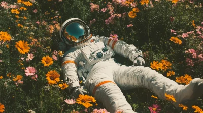 Astronaut Among Flowers