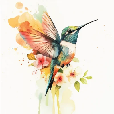 Watercolor Hummingbird Tattoo Design