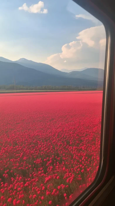 Red Roses from the Train