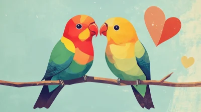 Art Deco Love Birds