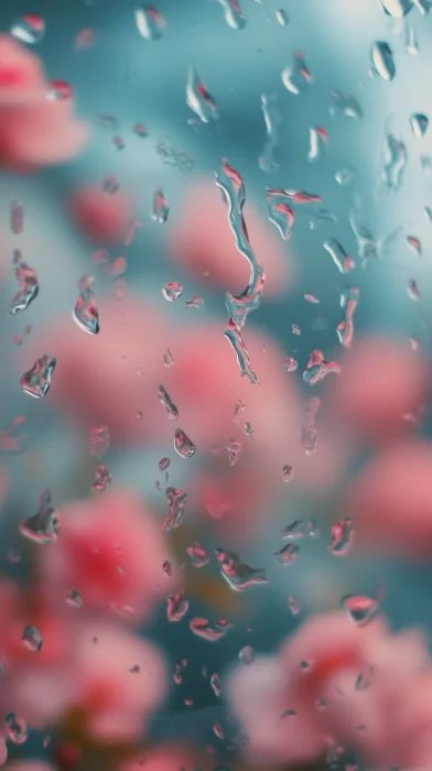 Dreamy Water Drops with Pink Roses