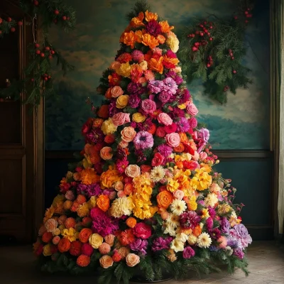 Colorful Flower Christmas Tree