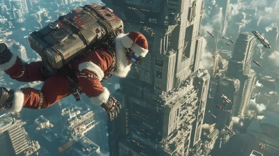 Cyborg Santa Skydives