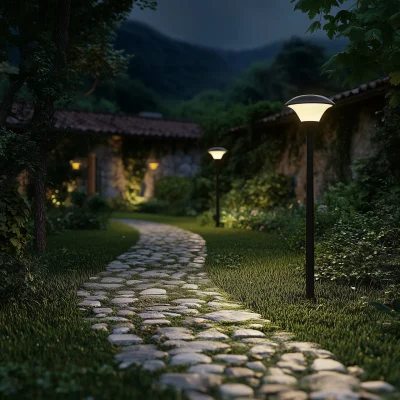 Nighttime Garden Path