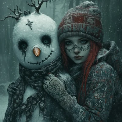 Goth Snowman and Redhead