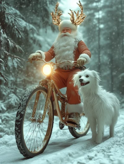 Santa on a Mountain Bike