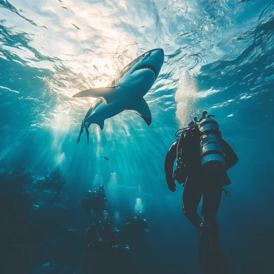 Diver and Shark Encounter