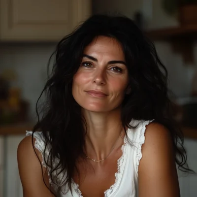 Elegant Italian Woman in Kitchen