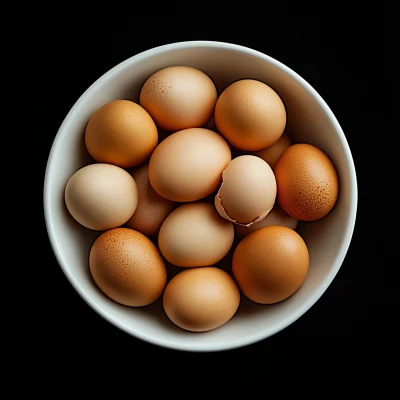 Bowl of Raw Brown Eggs