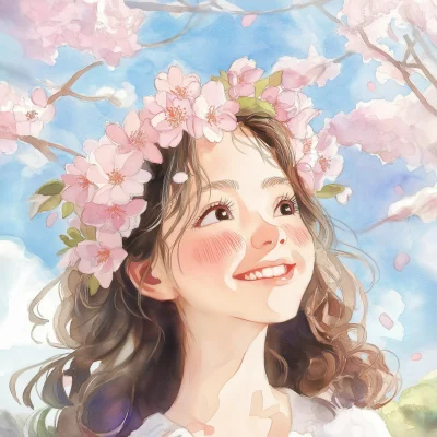 Korean Girl in Floral Crown