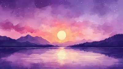 Minimalist Watercolor Sunset