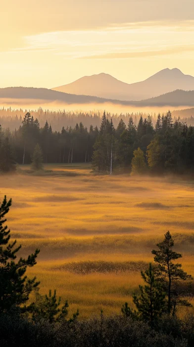 Serene Sunrise Over Meadow