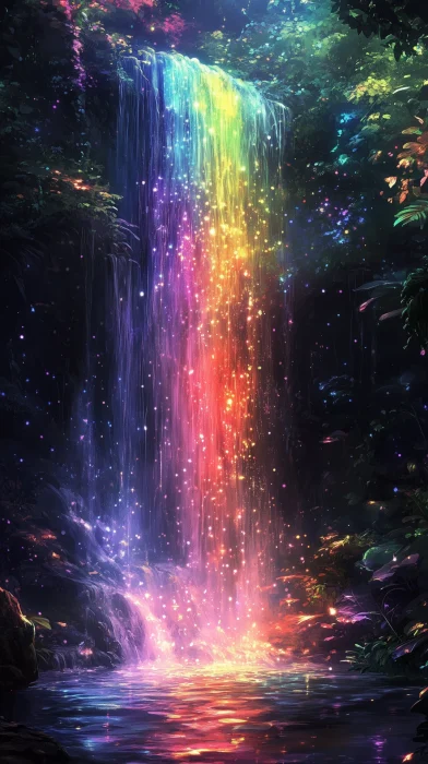 Vibrant Rainbow Waterfall