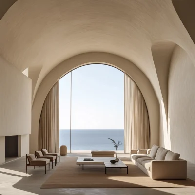 Minimalist Living Room with Ocean View