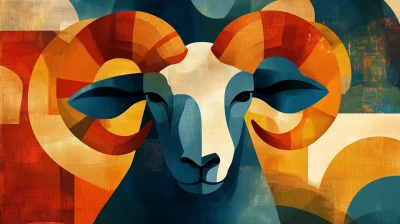 Zodiac Sheep Abstract