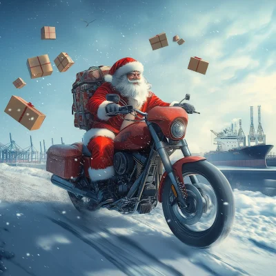 Santa on a Motorcycle