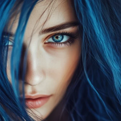 Beautiful Woman with Blue Hair