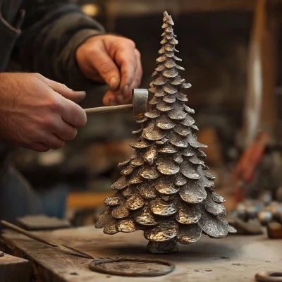 Metalworker Crafting Christmas Tree