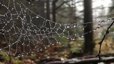 Spider Web with Dew Drops