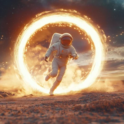 Astronaut in Spacetime Portal