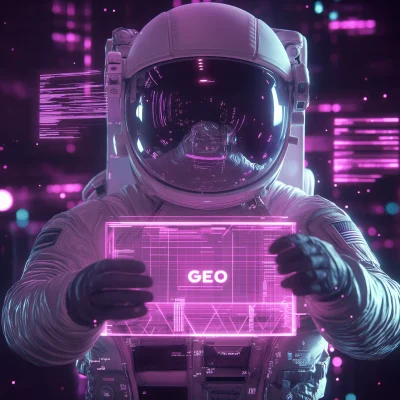 Astronaut Manipulating Hologram