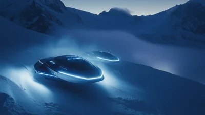 Futuristic Transport above Glacier