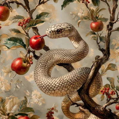 Baroque Snake Eating Apples