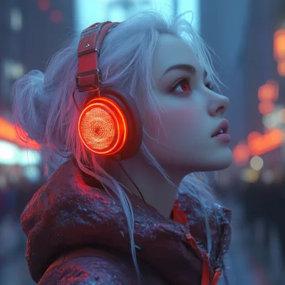 Cyberpunk Girl in Neon City