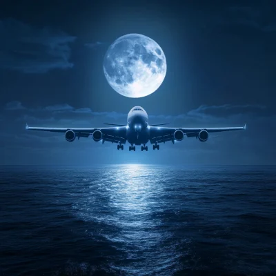 Airplane Under Moonlight