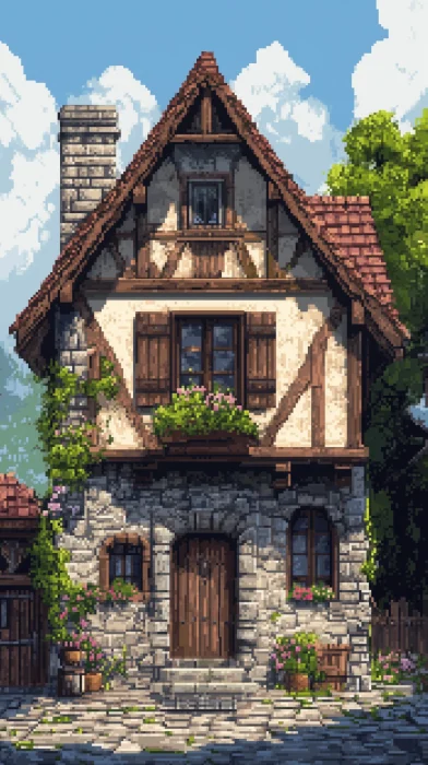 Pixel Art Medieval House