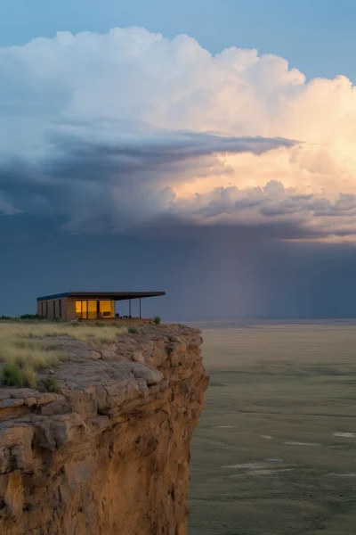 Cabin on a Rocky Outcrop