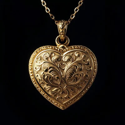 Gold Ornate Heart Locket