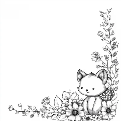 Flower and Animal Coloring Page