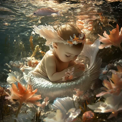 Baby Mermaid Underwater