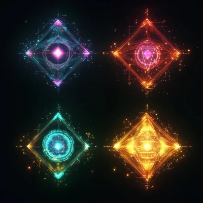 Floating Geometric Alien Symbols