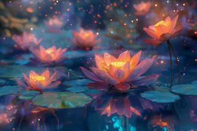 Floating Lotus Flowers