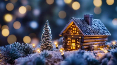 Mountain Cabin at Dusk