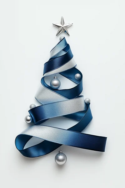 Blue Christmas Tree Ribbon