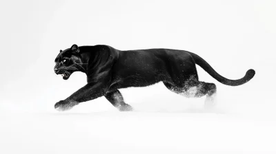 Black Panther Running in Snow