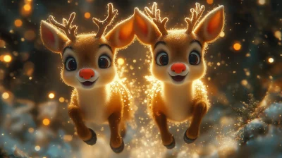 Glowing Rudolphs in Flight