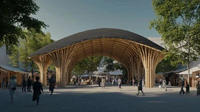 Wooden Pavilion in Urban Square