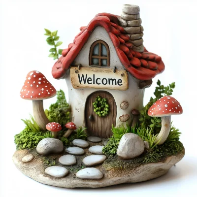 Cute Resin House with Welcome Sign