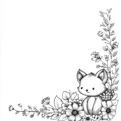 Flower and Animal Coloring Page